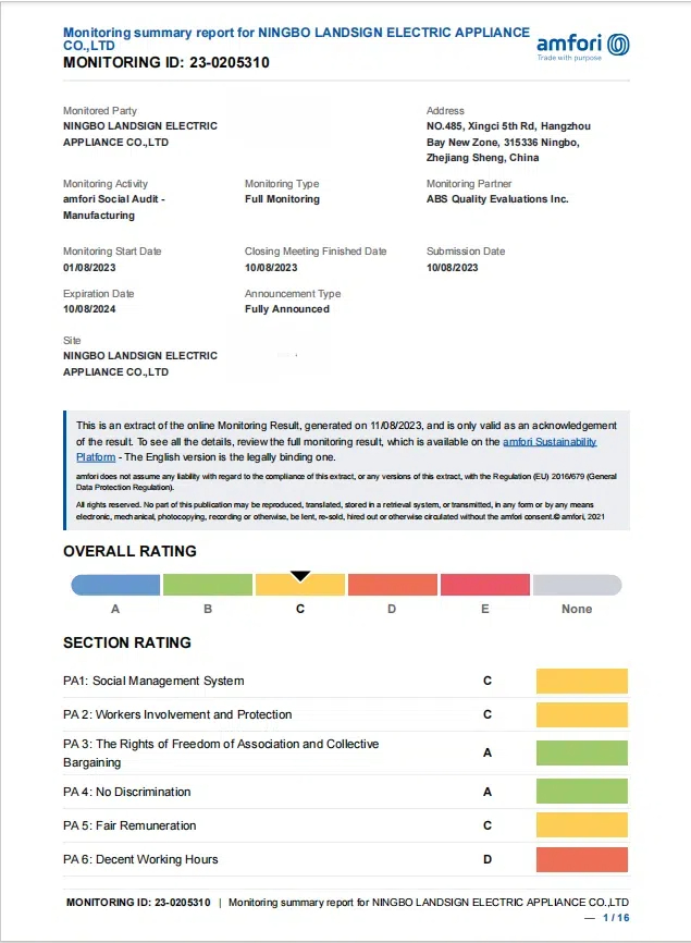 Félicitations !Landsign a encore une fois réussi l'audit Walmart comme au cours des cinq dernières années