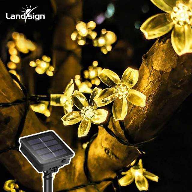 Guirlande lumineuse solaire à LED en forme de fleur de cerisier pour jardin